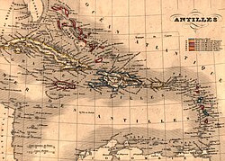 Map of Antilles / Caribbean in 1843