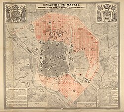 An 1861 map of the Ensanche de Madrid