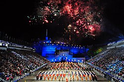 Edinburgh Castle illuminated during the Edinburgh Military Tattoo