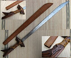Kampilan from the Philippines. The traditional design of the hilt is a notable depiction from Philippine mythology.