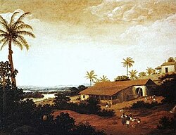 View of a sugar-producing farm (engenho) in colonial Pernambuco by Dutch painter Frans Post (17th century)