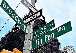 Tin Pan Alley street sign, unveiled in April 2022