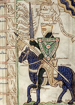 The miles Christianus allegory (mid-13th century), showing a knight armed with virtues and facing the vices in mortal combat.