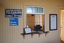 Restored CN Telegraph counter on display at the Saskatchewan Railway Museum