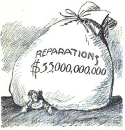 American political cartoon depicting the contemporary view of German reparations, 1921