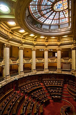 The General Assembly of Uruguay, the country's national legislature, meets in the Legislative Palace.