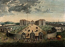 The Foundling Hospital in London, c. 1753. The original building has since been demolished.
