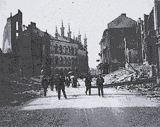 The destroyed city of Leuven in 1915