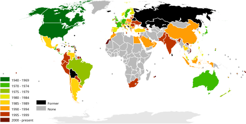 Countries with McDonald's restaurants, showing their first year with its first restaurant