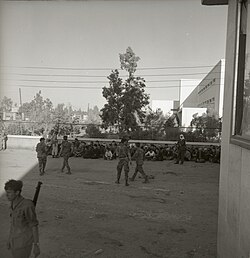 Israeli soldiers detaining residents of the Syrian village of Quneitra after its conquest in June 1967