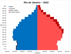 Rio de Janeiro state population pyramid in 2021