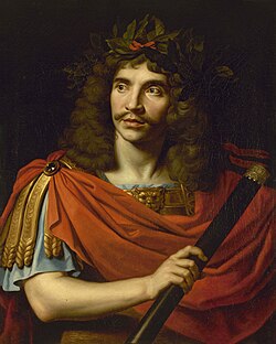 Molière in classical dress, by Nicolas Mignard, 1658.