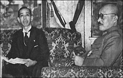 Hideki Tojo (right) with Nobusuke Kishi, the key architect of Manchukuo during 1935–39, known as the "Showa-era monster".