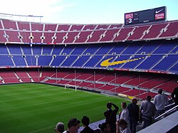 Nike logo in the Camp Nou, the home stadium of Barcelona