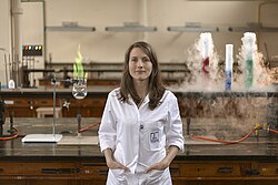 A chemist in the lab of the Warsaw University of Technology in 2011