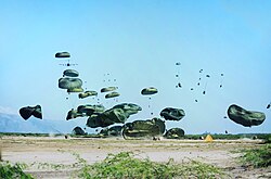 One of the first parachute air drops after the quake, 18 January