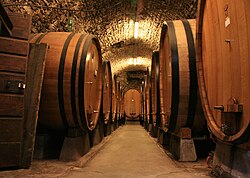 Large oak barrels, like these used in Tuscany bring less wine into contact with the wood and therefore leave the resulting wine with less oak influence.