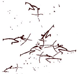 Cave painting in Galeria del Roure, in Morella la Vella depicting archery combat[7]