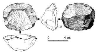 A tool made by the Levallois technique. This example is from La Parrilla (Valladolid, Spain).