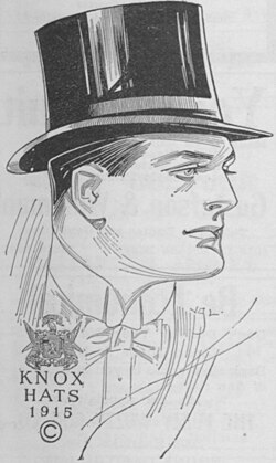 Illustration of a silk top hat in a 1915 U.S. advertisement
