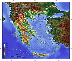 Topographic map of Greece