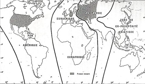 Division of the world according to Haushofer's pan-regions doctrine