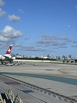 Miami skyline seen from the airport..