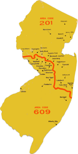 Division of New Jersey into two numbering plan area in 1956. However, it was not until July 1963, when New Jersey customers were required to dial the area code when calling to a location in the state, but outside of their own numbering plan area.