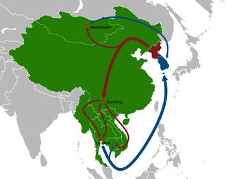 The routes North Koreans use to reach South Korea via China