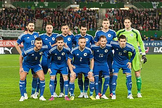 Bosnia and Herzegovina's squad in an international friendly against Austria in 2015