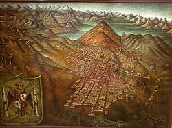 Panoramic painting of Potosí in 1758, by Gasper de Berrio.