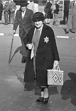 Woman in Berlin wearing the yellow star