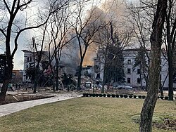 Donetsk Academic Regional Drama Theater (Mariupol) after Russian bombing during the Russo-Ukrainian war