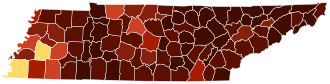 Map of counties in Tennessee by racial plurality, per the 2020 U.S. census Legend Non-Hispanic White 50–60% 60–70% 70–80% 80–90% 90%+ Black or African American 50–60%