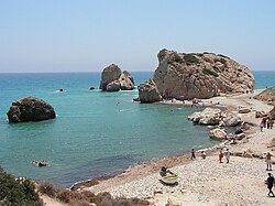 Petra tou Romiou ("The rock of the Greek"), Aphrodite's legendary birthplace in Paphos, Cyprus