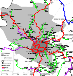 Network of roads and highways throughout the Central District and its borders