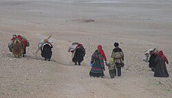 Changpa nomadic family on the Tibetan Plateau