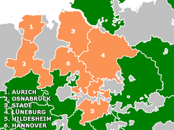 The six Hanoveran regions.