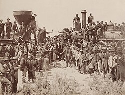 The Golden Spike where the First transcontinental railroad was completed in the U.S. on May 10, 1869, in Promontory, Utah