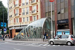 Metro entrance in the Plaza Elíptica, called "fosteritos" after designer Norman Foster