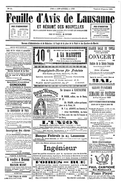 Feuille d'Avis de Lausanne, 12 January 1900