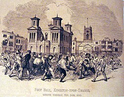 Football match in Kingston upon Thames, England on 24 February, 1846