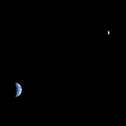 Earth and the Moon as seen from Mars by the Mars Reconnaissance Orbiter