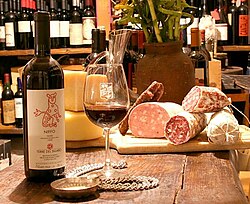 Italian wine and salumi