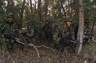 Deep Reconnaissance Platoon on exercise in 2003, Bravo Company, 3rd Reconnaissance Battalion, US 3rd Marine Division