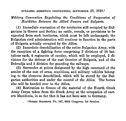 The official terms of the armistice with Bulgaria.
