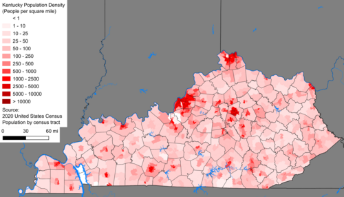 Kentucky population density map