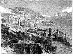 Sketch of Deir al-Qamar from an English newspaper published in July 1860