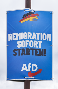 Election poster of the AfD in Thuringia supporting remigration (2024)