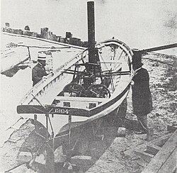 Model of Colonel Stevens 1804 "Little Juliana" steamboat circa 1952.